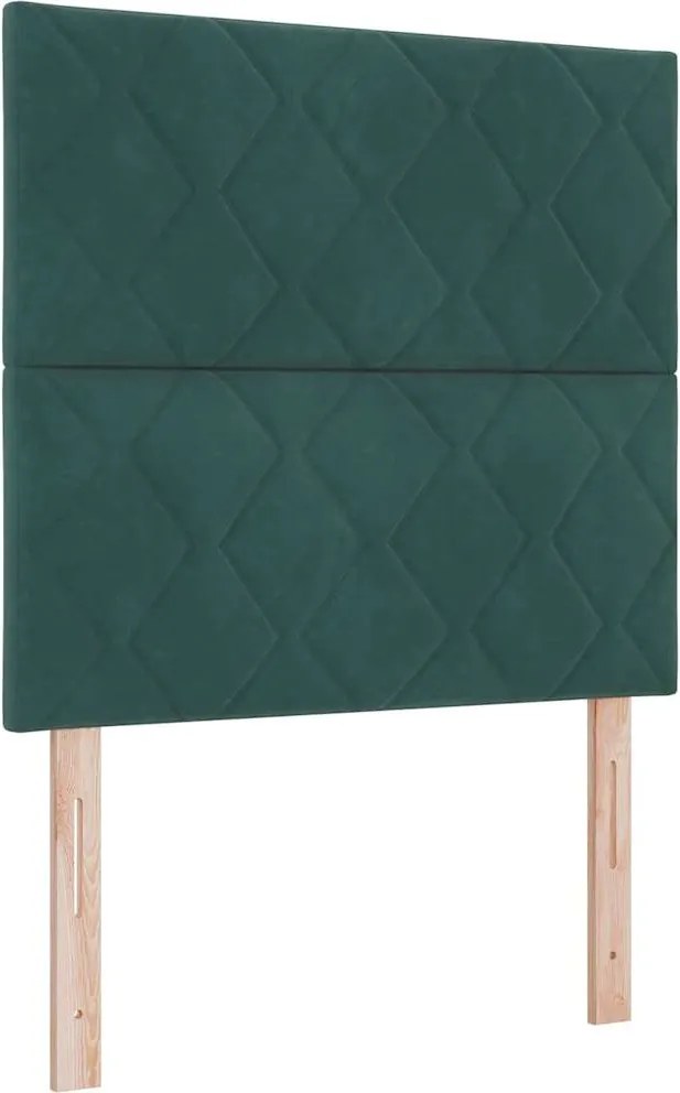 vidaXL LED Box Spring Ágy matracmal Sötétzöld 90 x 190 cm szövet