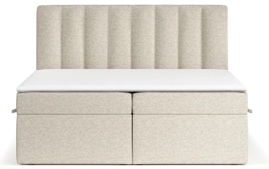Bézs ágyneműtartós boxspring ágy 180x200 cm Novento – Maison de Rêve