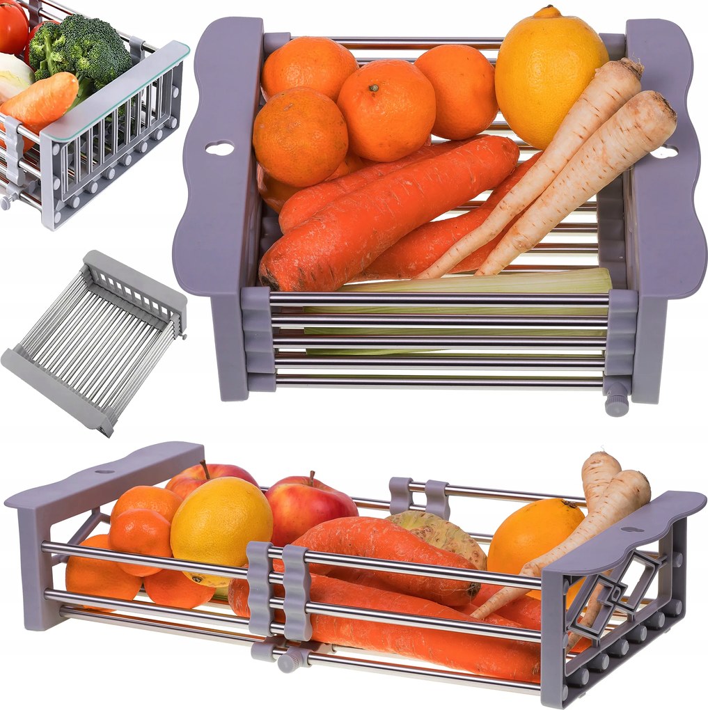 Teleszkópos Csepegtető Mosogató Párátlanító Mosó Kosár 28-43,5CM