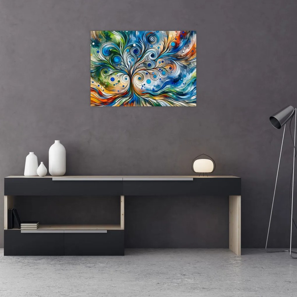Kép – Színes energikus fa (70x50 cm)