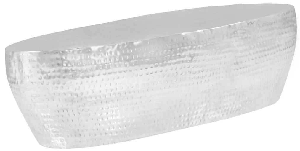 Ezüst kalapált alumínium dohányzóasztal 100 x 50 x 28 cm