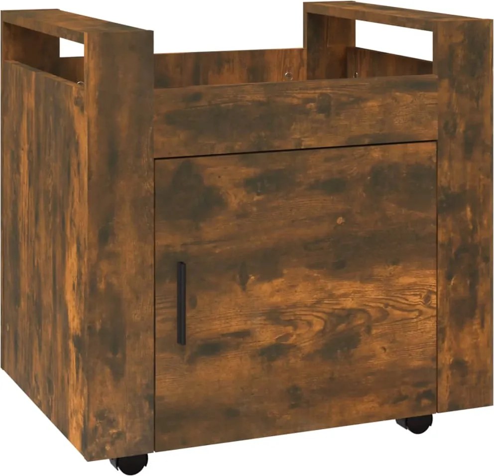 vidaXL füstös tölgy színű szerelt fa asztal-kocsi 60 x 45 x 60 cm