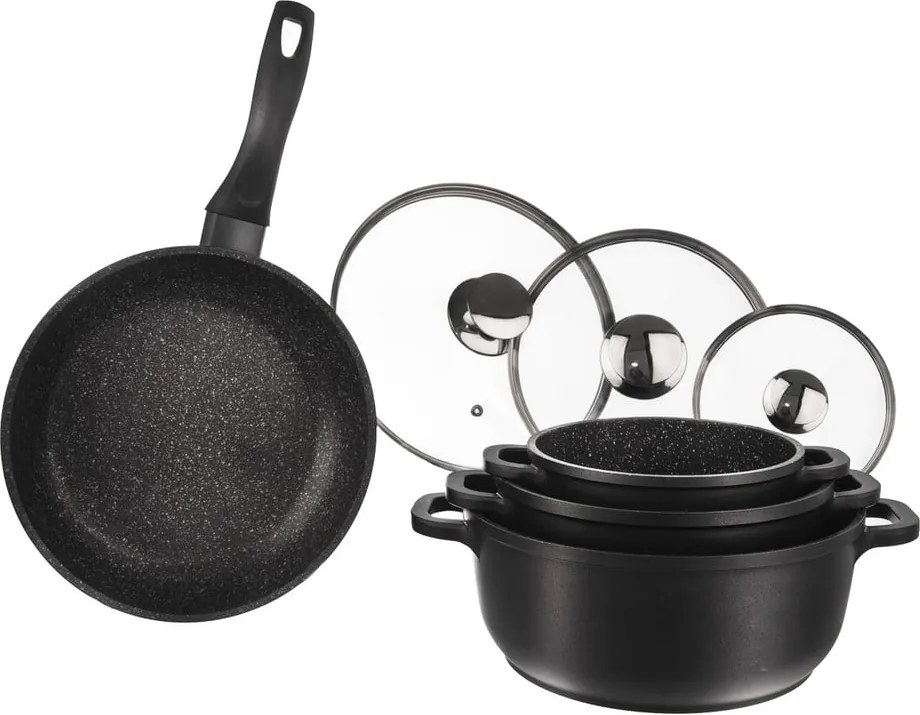 Grande 4 db-os edény szett 3 üvegfedővel - Orion