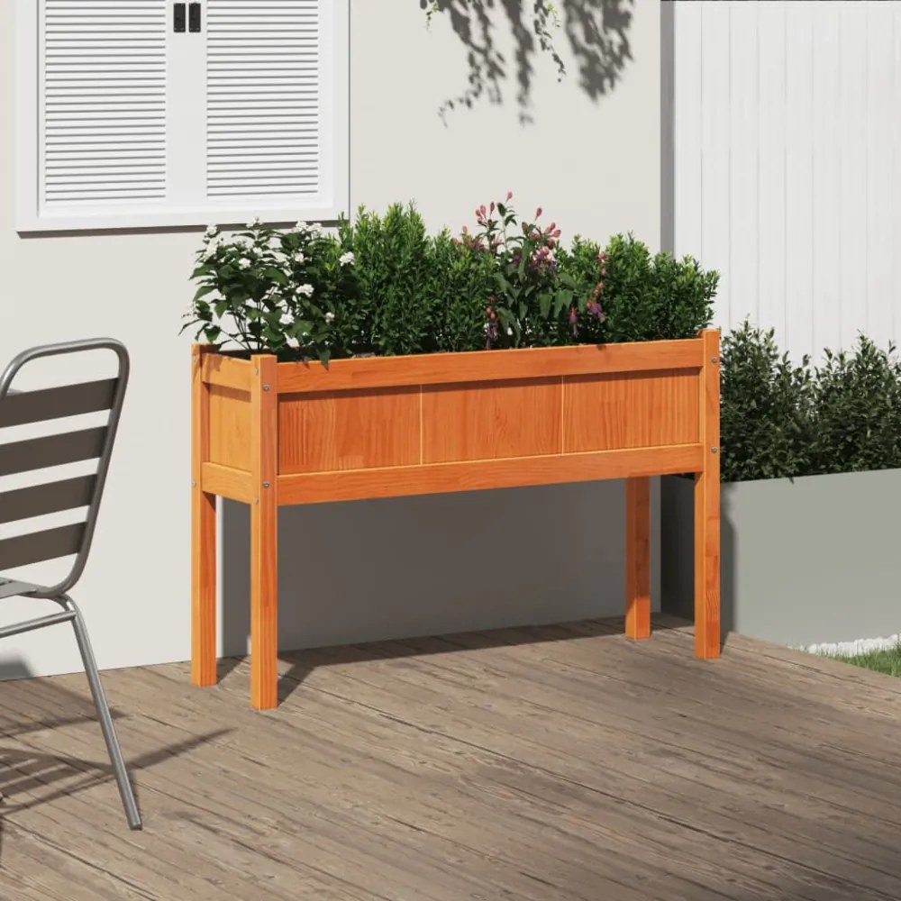 viaszbarna tömör fenyőfa kerti virágláda 110 x 31 x 70 cm