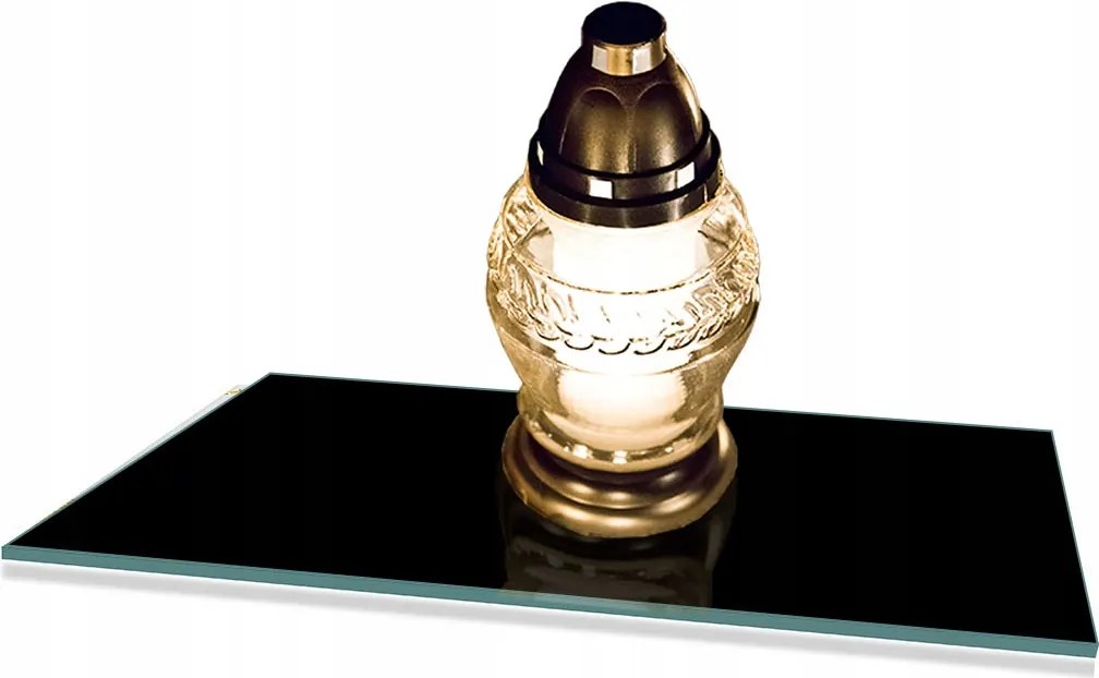 Üveg Mécsestartó Állvány Virágok Emlékműhöz 52x30 Fekete