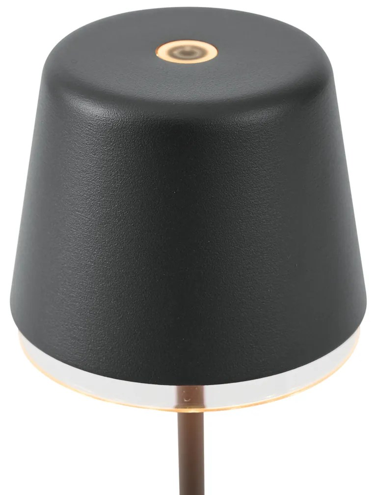 Asztali lámpa fekete LED-del, IP65, újratölthető töltőállomással - Treble