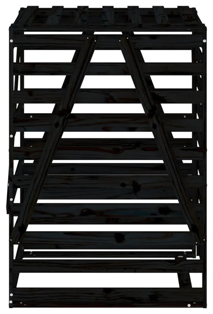 fekete tömör fenyőfa szemeteskuka tároló 84x90x128,5 cm