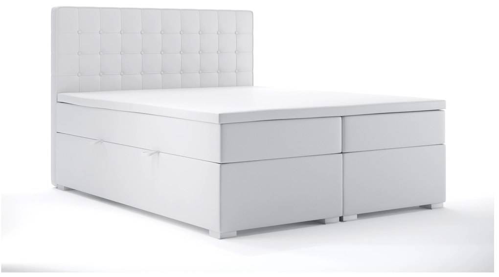 Franciaágy Boxspring 180 cm Candy (fehér öko-bőr) (tárolóhellyel). Akció -17%. 1044185
