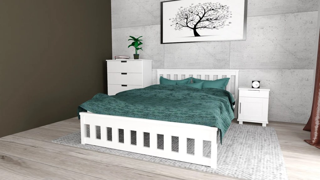 Ágy MAICA 90 x 200 cm, fehér Matrac: Coco Maxi matrac 20 cm, Ágyrács: Deszkás ágyráccsal