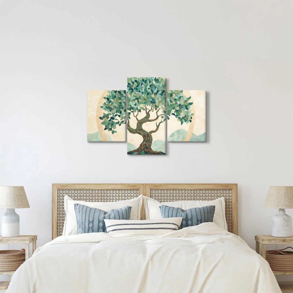 Kép – Elegáns mozaik fával (90x60 cm)