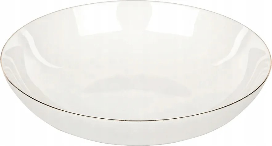 Ebédlő tányér kerámia mély fehér arany szegély 20cm 1db