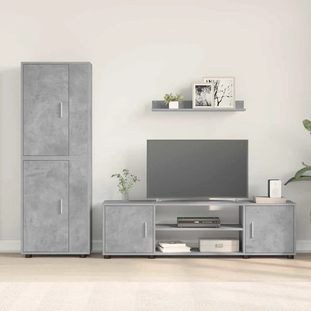 4 részes TV szekrény szett 4 pcs Beton szürke Faanyag