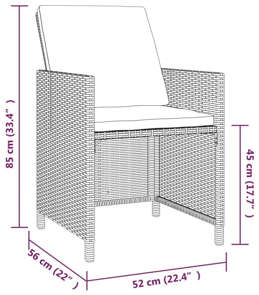 9 részes szürke polyrattan kerti étkezőgarnitúra párnákkal