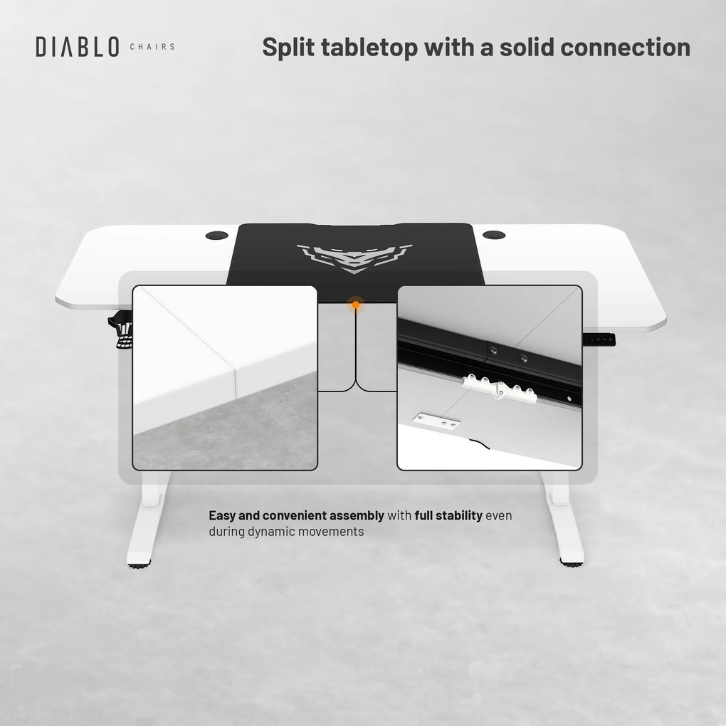 Magasságban állítható íróasztal 160 cm fehér: Diablo X-Tensio 1600