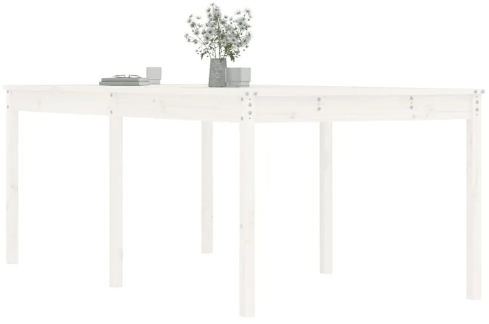 fehér tömör fenyőfa kerti asztal 203,5 x 100 x 76 cm
