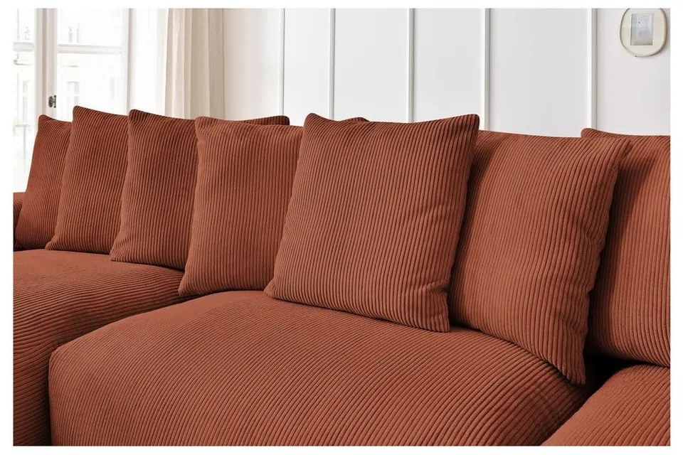 Téglavörös kordbársony sarokkanapé Voltaire – Bobochic Paris