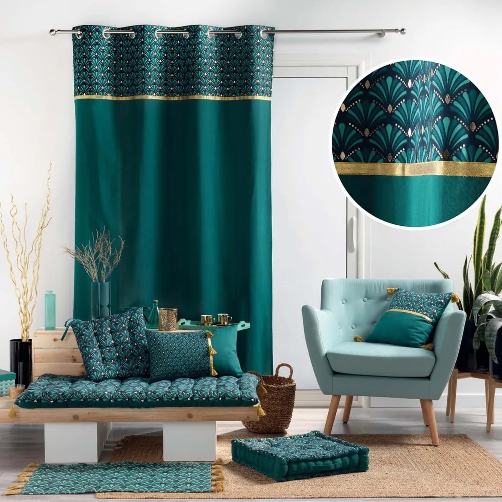 Petróleum színű pamut függöny 140x240 cm Artchic – douceur d'intérieur