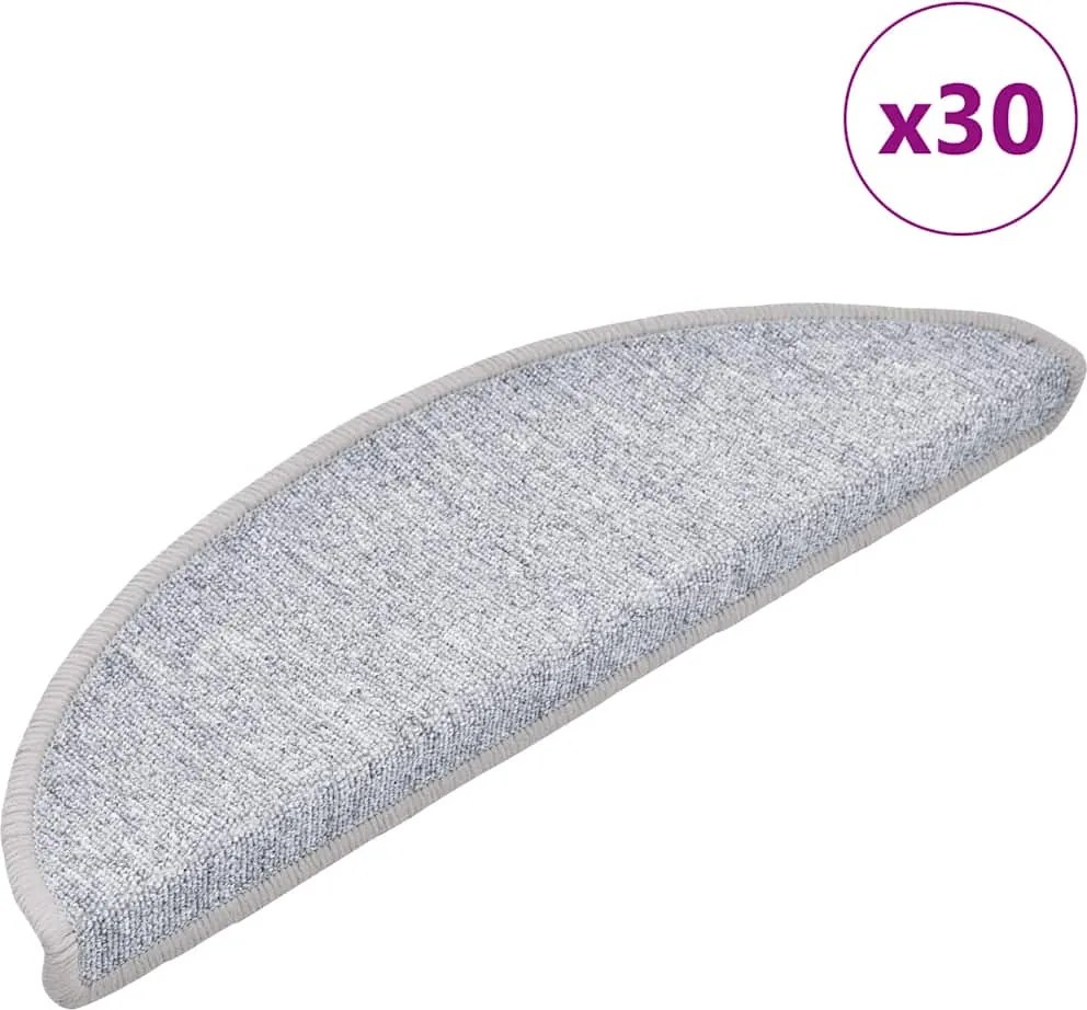 vidaXL 30 db világosszürke félkör alakú lépcsőszőnyeg 56 x 17 x 3 cm