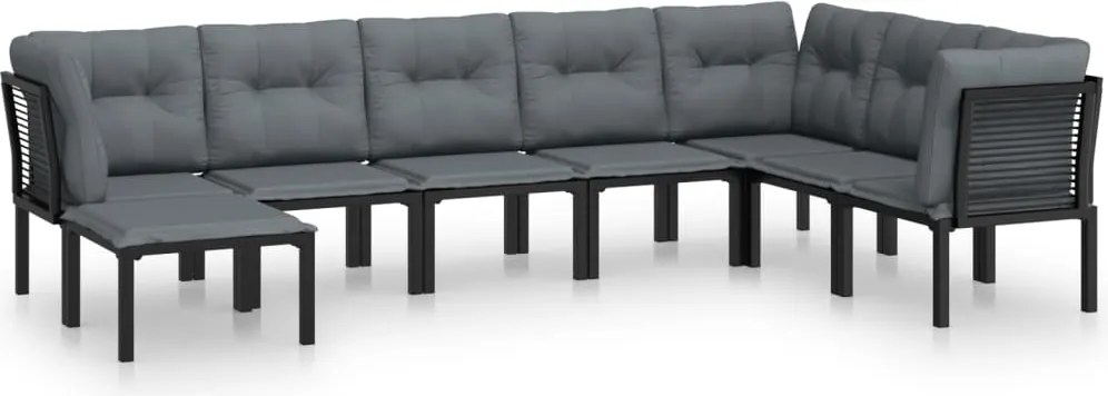 vidaXL 8 részes fekete-szürke polyrattan kerti társalgógarnitúra