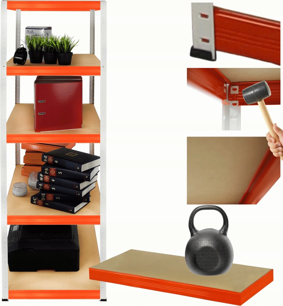 Műhelypolc fém állvány Helios 196x50x50cm 5Px175kg Gyártó