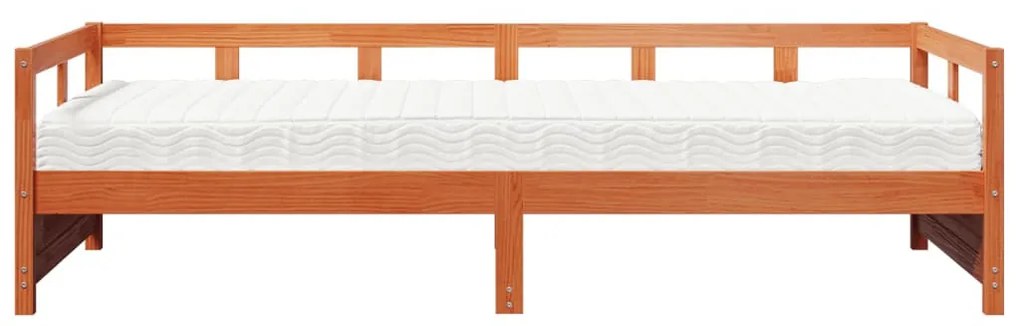 viaszbarna tömör fenyőfa kanapéágy matraccal 80 x 200 cm