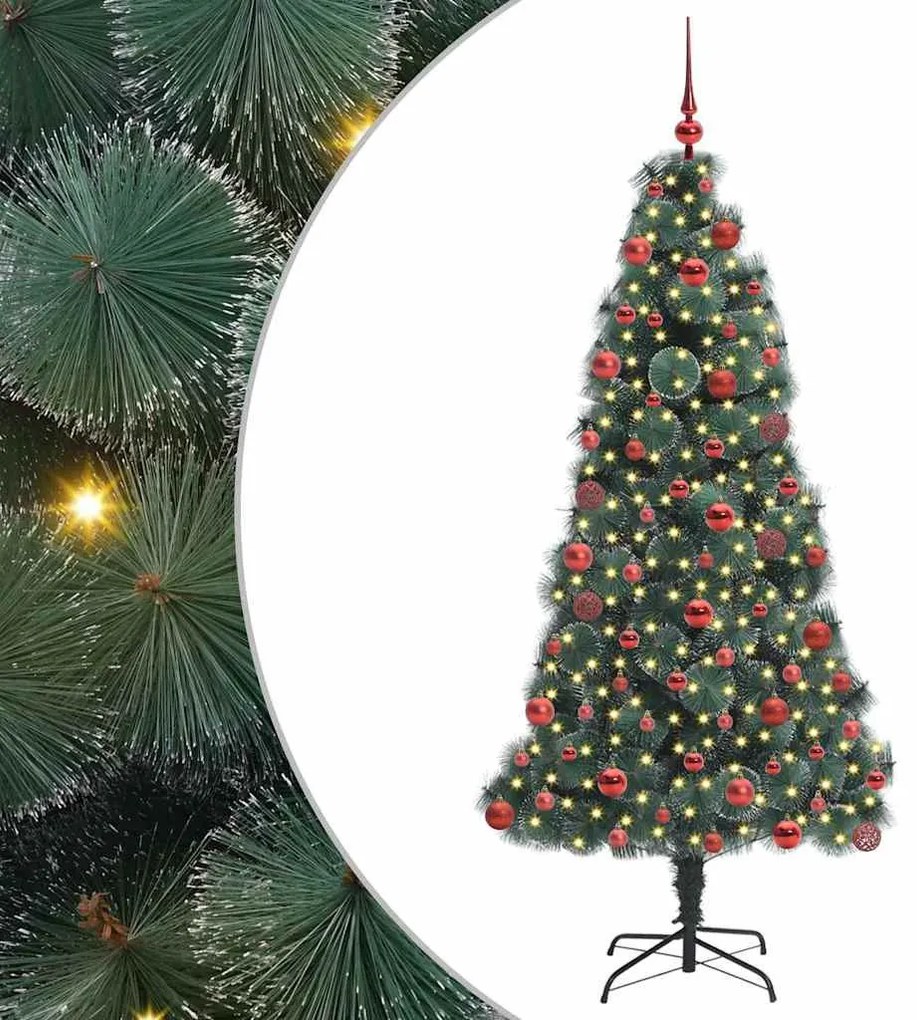 Műanyag Elővilágított Karácsonyfa Gömbös Szettel Zöld 180 cm