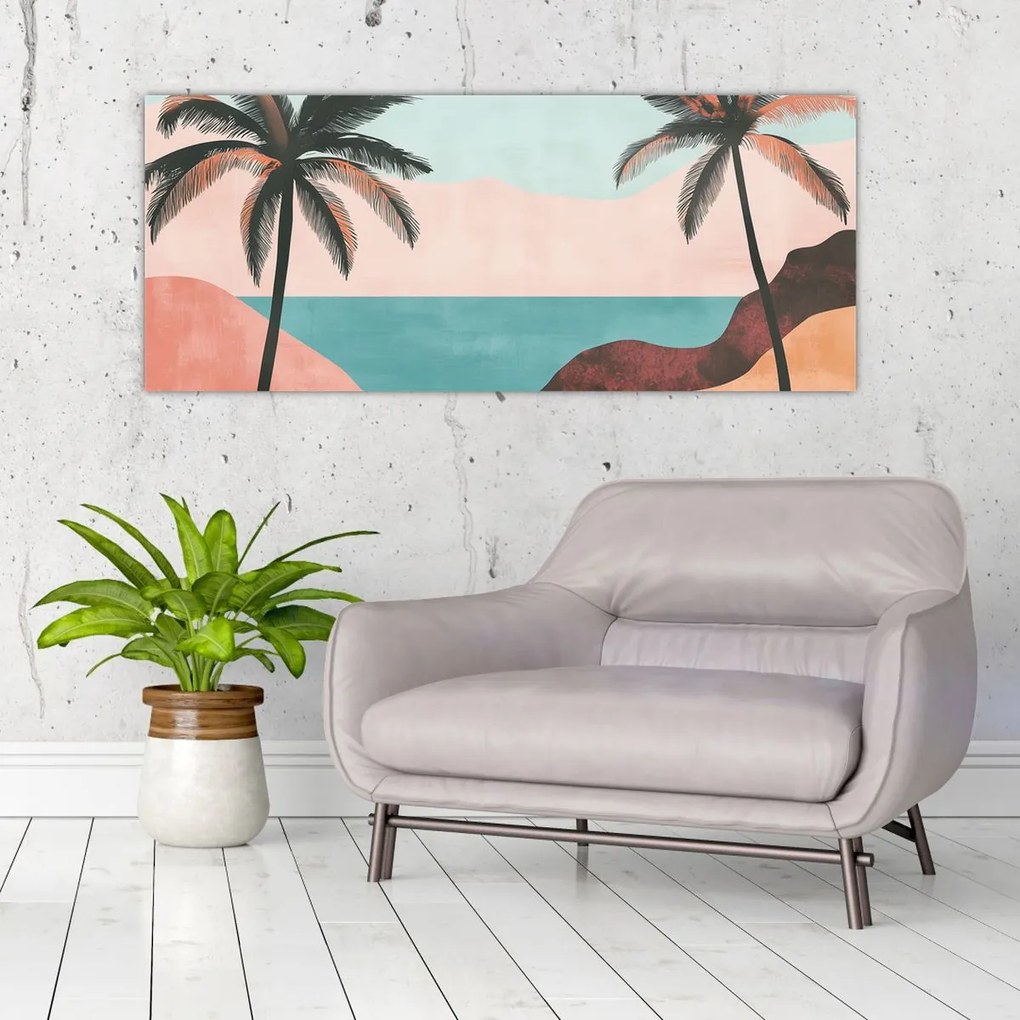 Kép - Pálmafák a tengernél (120x50 cm)