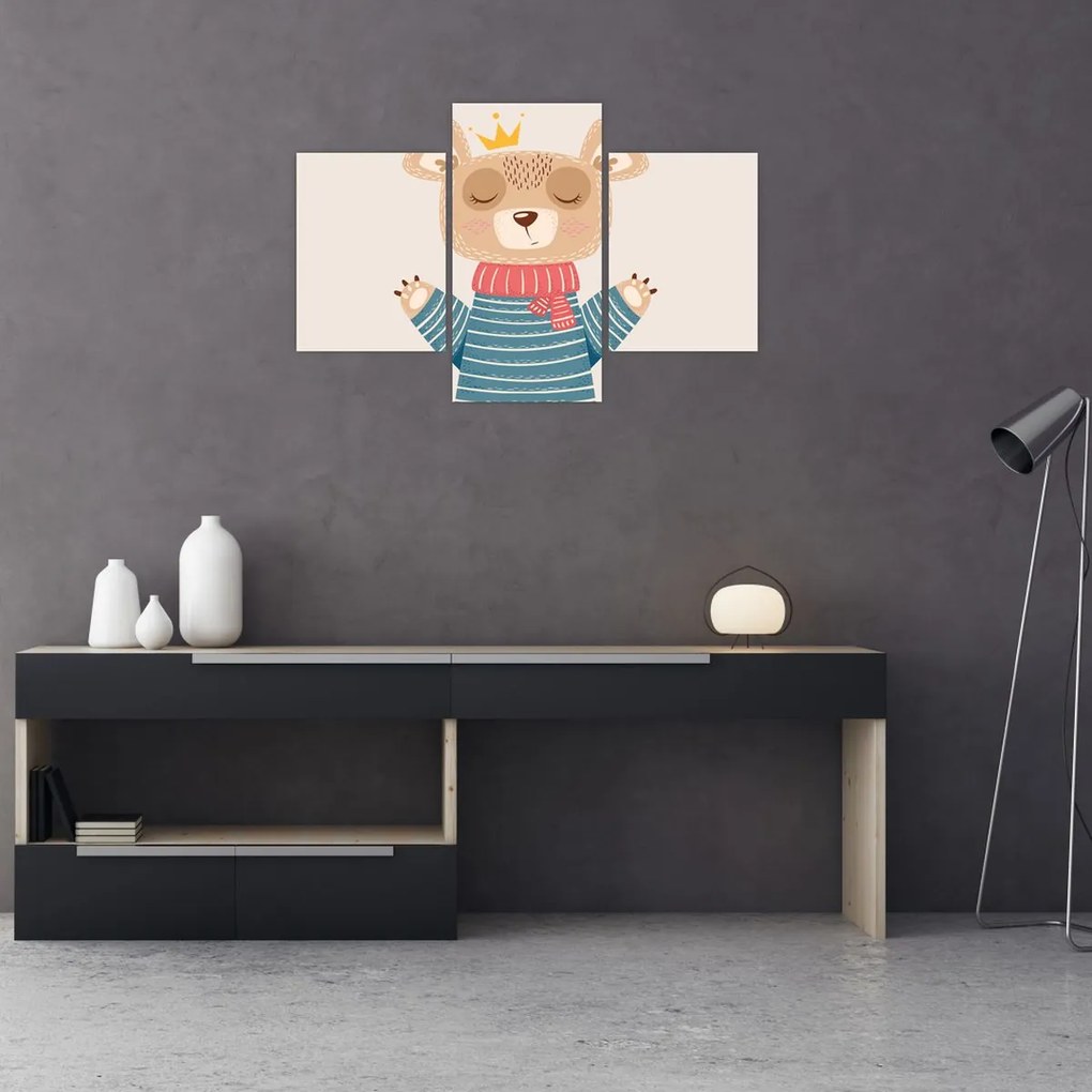 Kép - Bézs mackó koronával (90x60 cm)