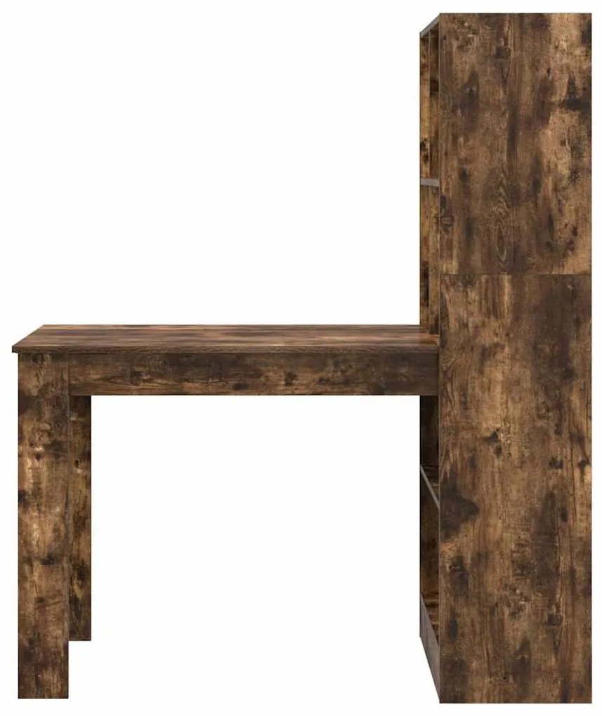 Asztal polcokkal Füstölt tölgy 122 x 67 x 145 cm Faanyag