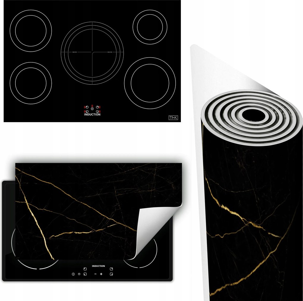 Vinil Tűzhelyvédő Szőnyeg Asztallap 90x52 fekete márvány