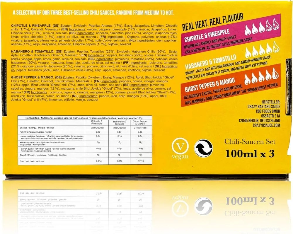 CRAZY BASTARD csípős szósz szett 3 x 100 ml, sárga