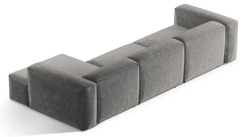 Világosszürke kordbársony sarokkanapé (jobb oldali-heverő résszel) Bergamo – Cosmopolitan Design