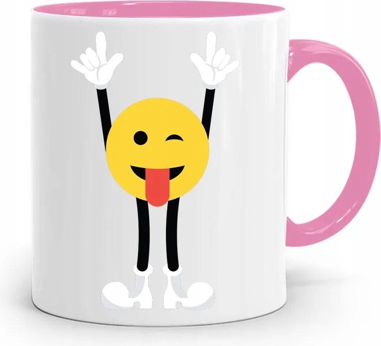 Rózsaszín Bögre Gyermeknap Emoji Smiley nyomtatott fényképpel