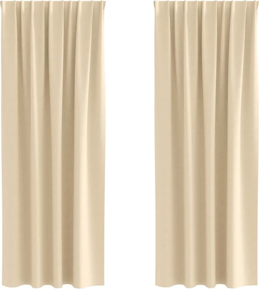vidaXL Fekete Függöny Gyűrűkkel 2 pcs Krém 225 x 140 cm Poliészter