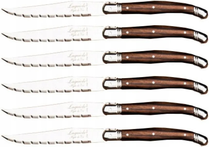 Laguiole kés rozsdamentes acél steakekhez 6 db fa blokkban #3