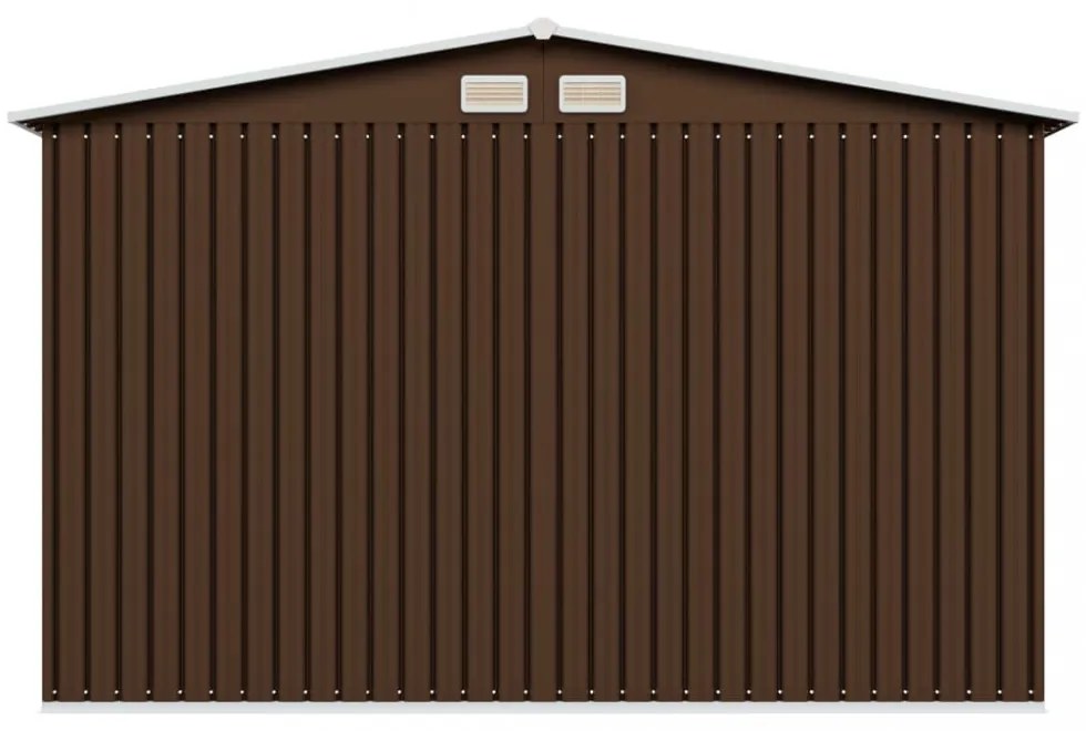 barna acél kerti fészer 257 x 205 x 178 cm