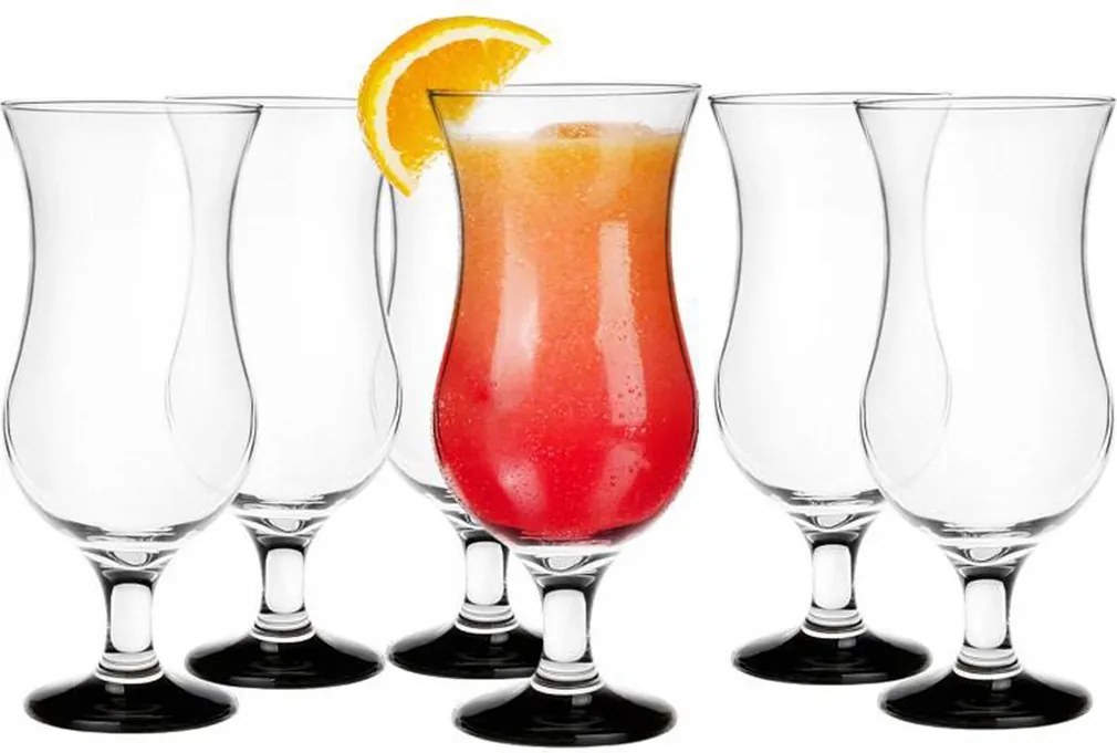 6 db-os koktélos pohár szett fekete alj 420 ml