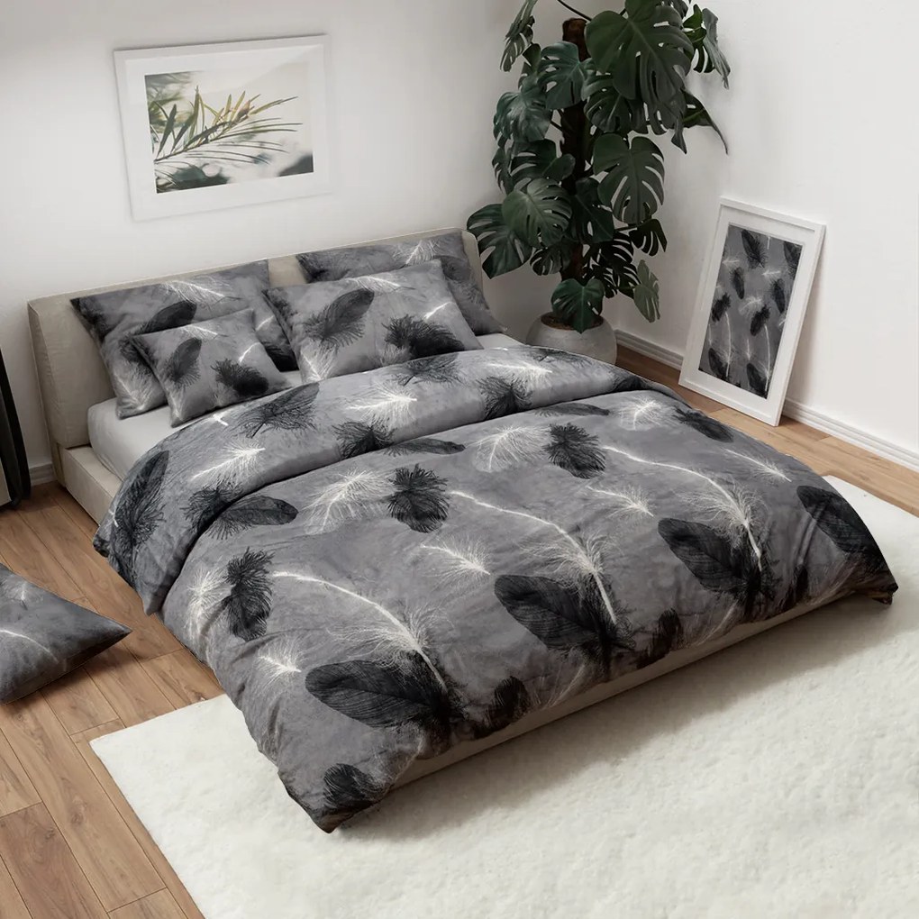 Mikroplüss ágyneműhuzat VELSOFT szürke Ágyneműhuzat mérete: 70 x 90 cm | 140 x 200 cm