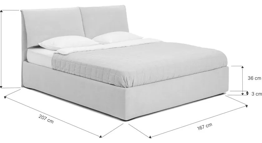 Kárpitozott franciaágy taupe színű, tárolóhellyel, matraccal/ráccsal 160x200 cm Thessa Pillow - Bonami Selection