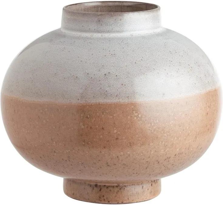 LIVIA kerámia gömb váza, krémszín - rózsaszín 19,5cm