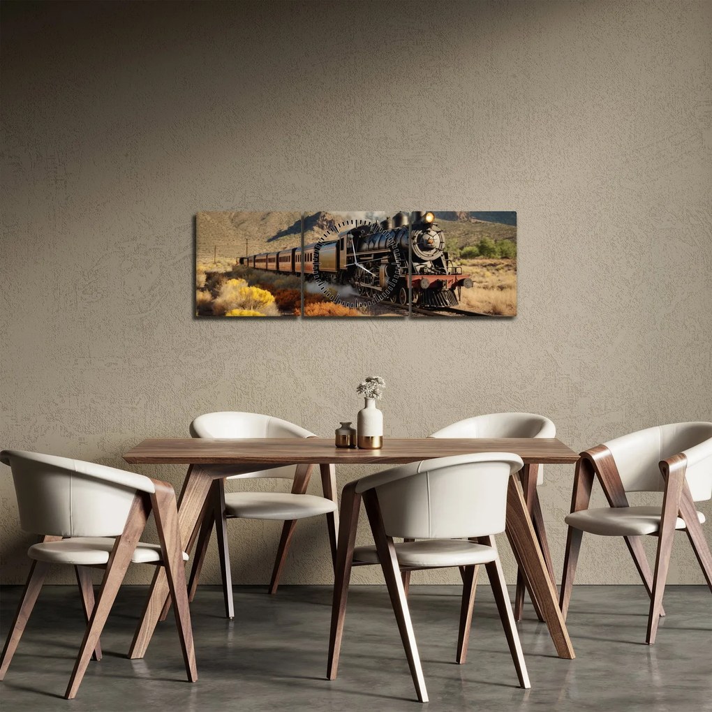 Kép - Gőzmozdony (órával) (90x30 cm)