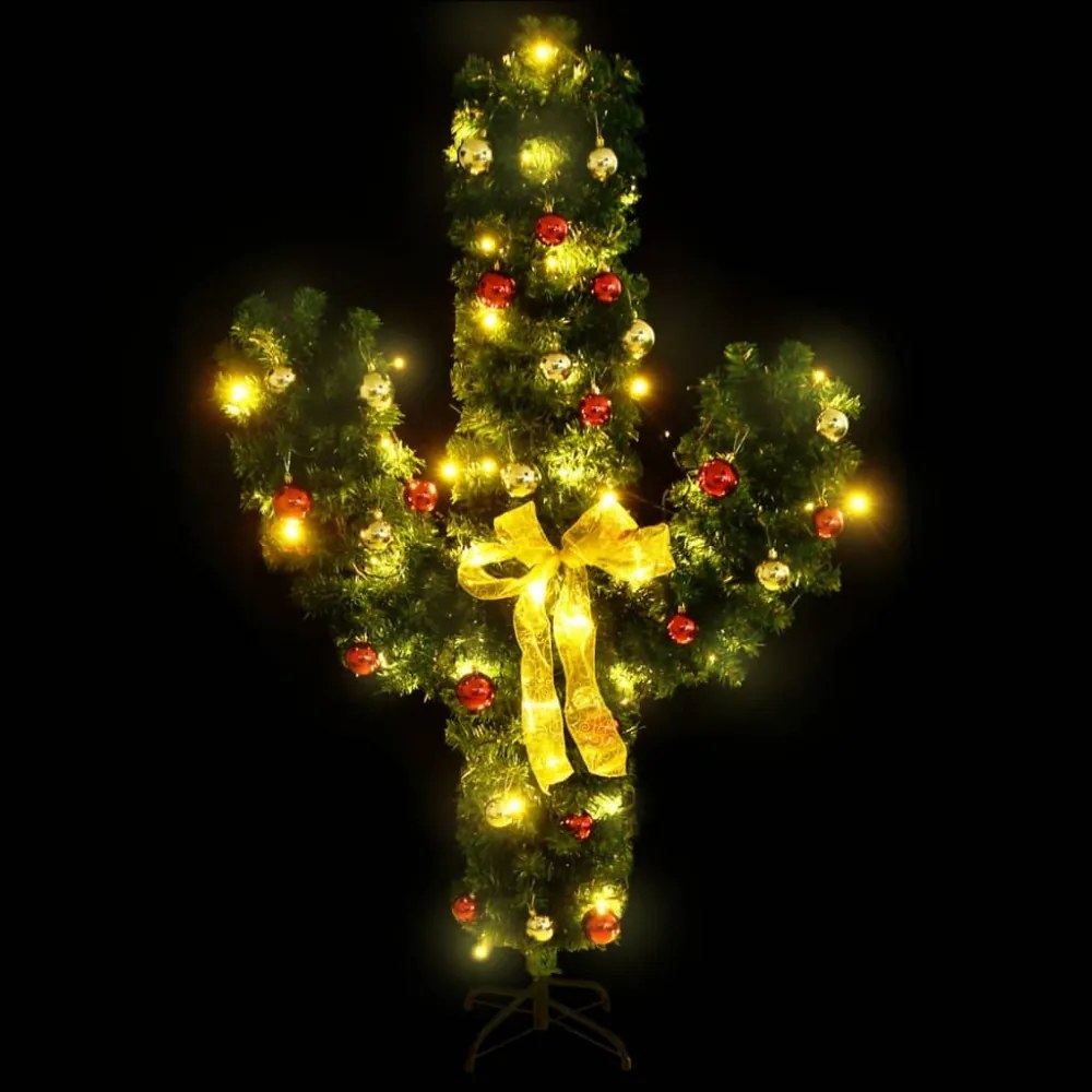 zöld PVC karácsonyi kaktusz állvánnyal és LED-del 210 cm