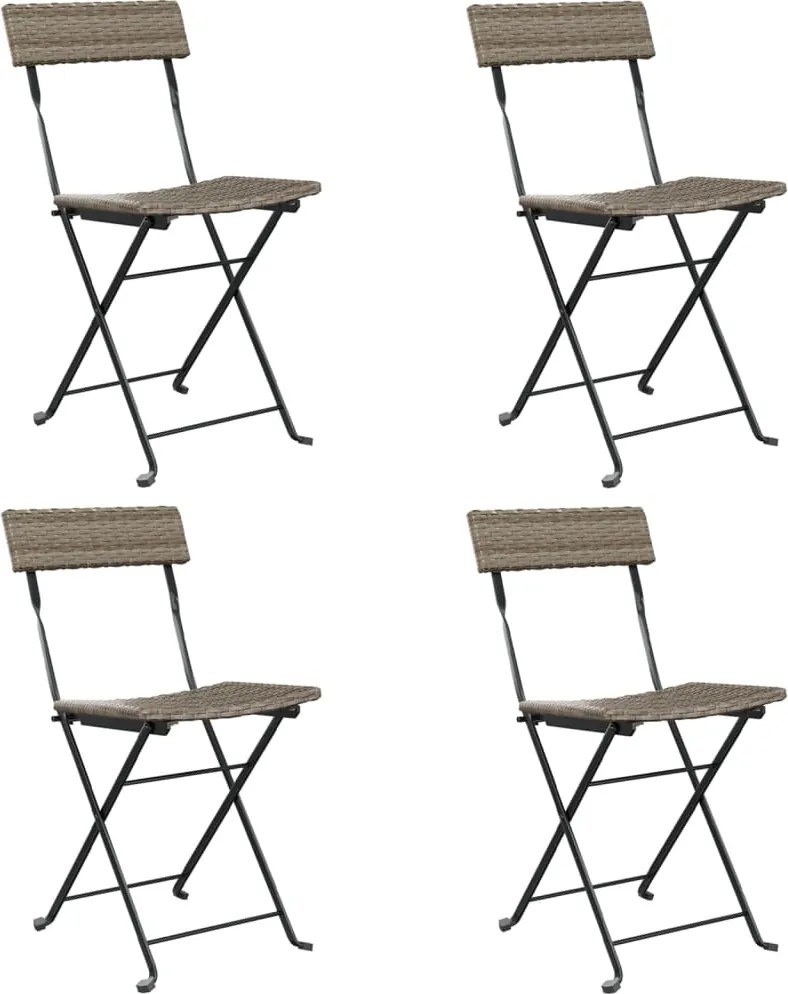 vidaXL 4 db szürke polyrattan összecsukható bisztrószék