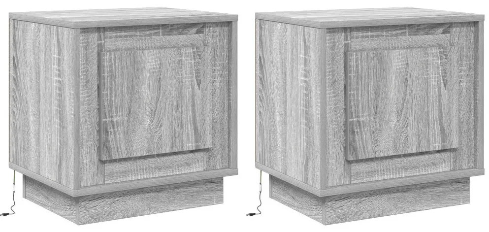 Éjjeli szekrények LED világítással 2 db Szürke Sonoma 44x34,5x45 cm