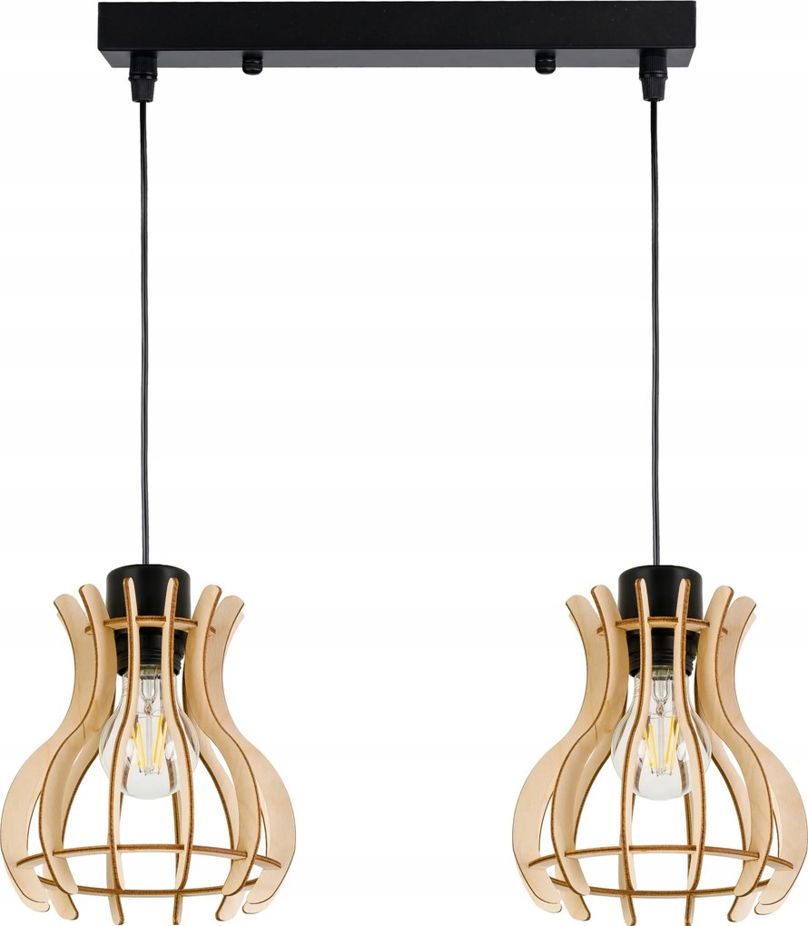 Mennyezeti lámpa függeszték túlnyúlás Loft fa 2x E27