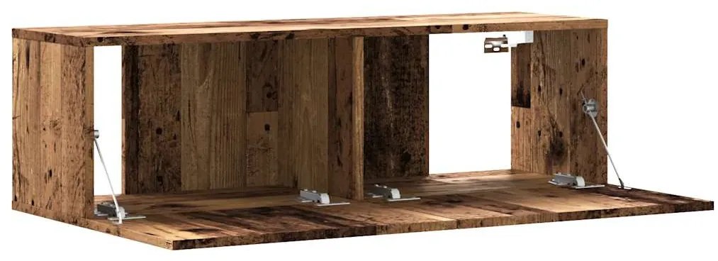 antik fa színű szerelt fa fali TV-szekrény 100 x 30 x 30 cm