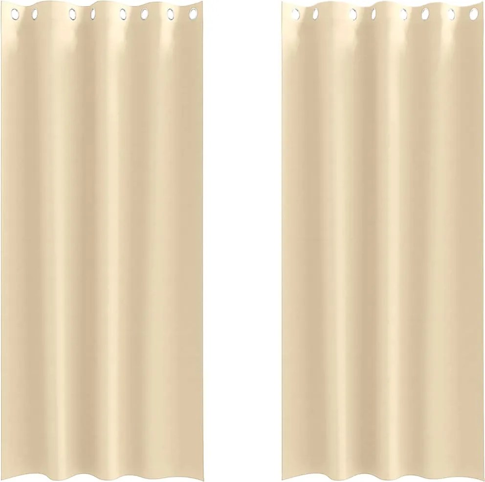 vidaXL Fekete Függöny Gyűrűkkel 2 pcs Krém 225 x 140 cm Poliészter