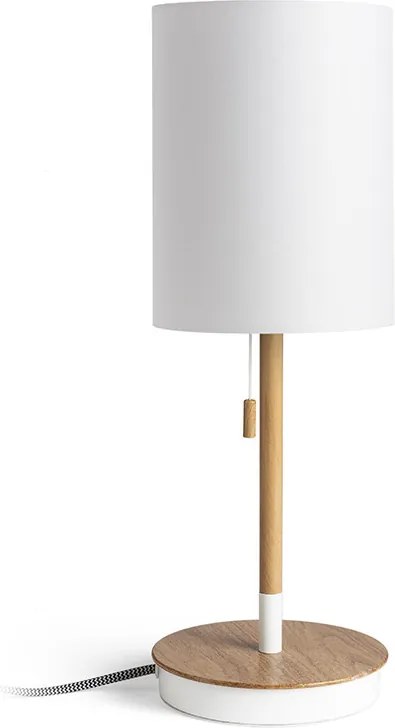 RENDL KEITH/RON 15/20 stolní s USB Polycotton bílá/buk 230V LED E27 15W