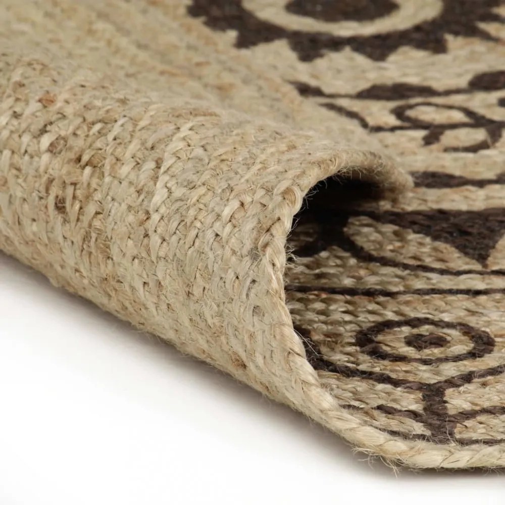 kézzel font jutaszőnyeg sötétbarna mintával 120 cm