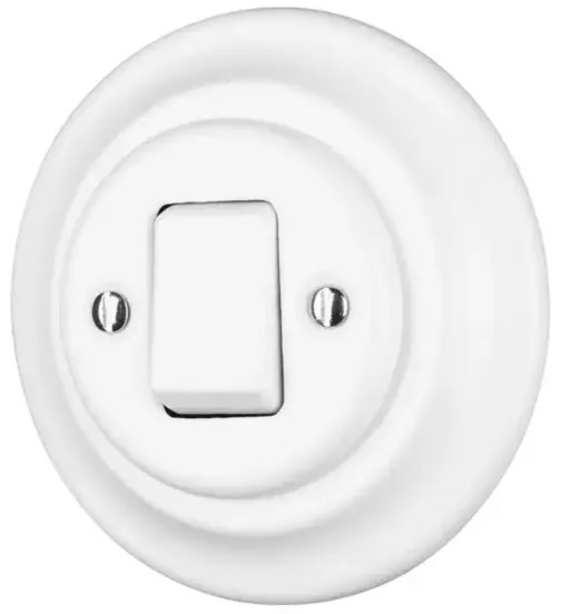 Bohemia-Design - Porcelán retro egygombos kapcsoló, 7-es kerettel, fehér